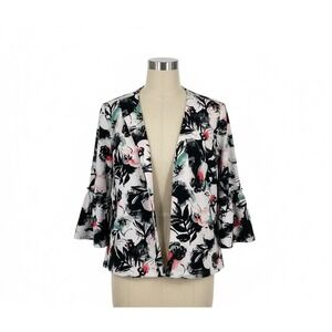 Lane Bryant Blazer Floral Bell Sleeve Open Front Jacket Multi Color Size 22/24
